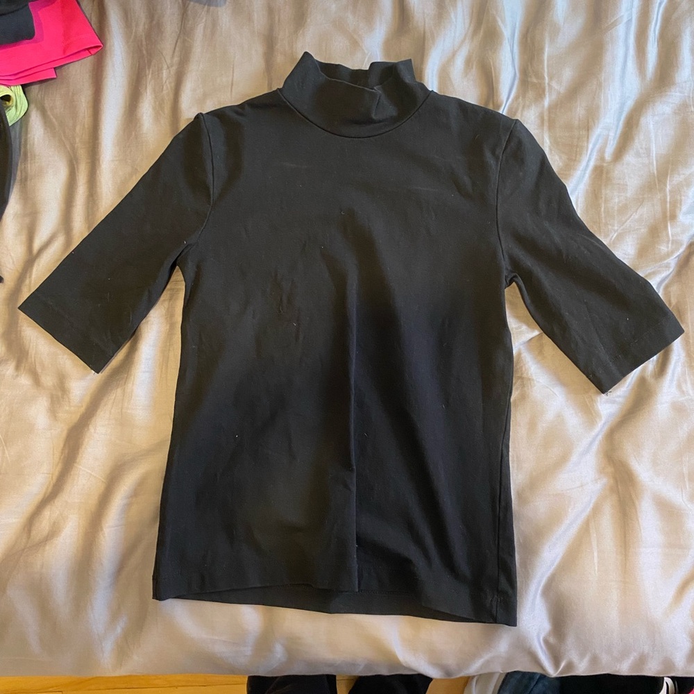 Black Mock Neck Women's Top
